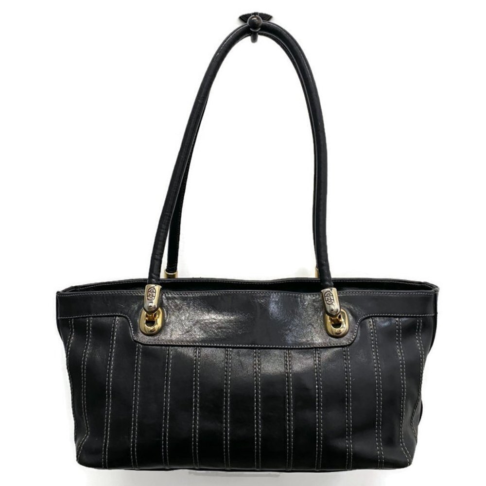Marino Orlandi Black Leather Pleated Shoulder Bag